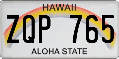 HI license plate ZQP765
