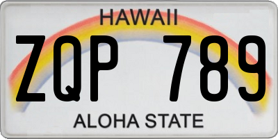 HI license plate ZQP789