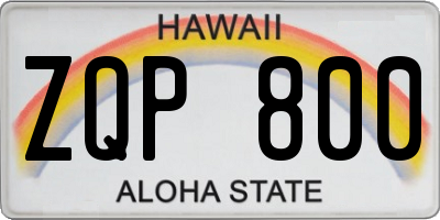 HI license plate ZQP800