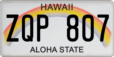 HI license plate ZQP807