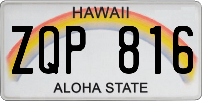 HI license plate ZQP816