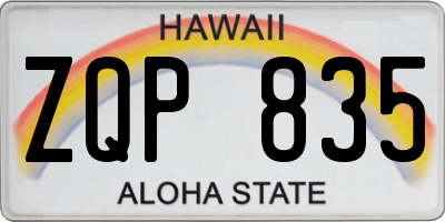 HI license plate ZQP835