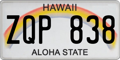 HI license plate ZQP838