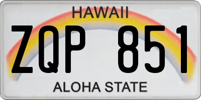 HI license plate ZQP851