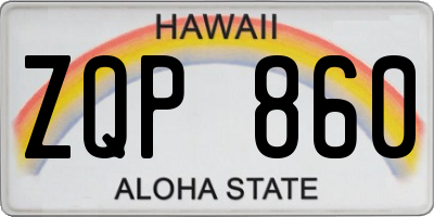HI license plate ZQP860