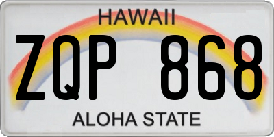 HI license plate ZQP868