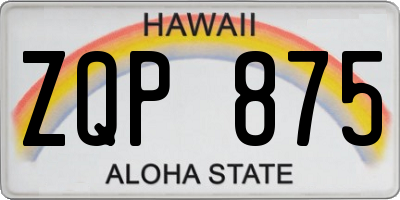 HI license plate ZQP875