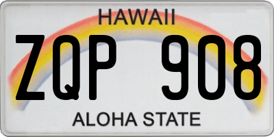 HI license plate ZQP908