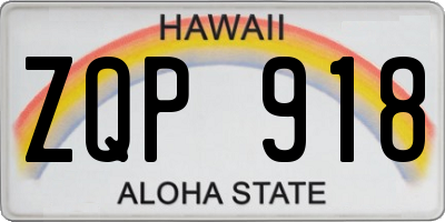 HI license plate ZQP918