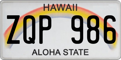HI license plate ZQP986