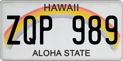 HI license plate ZQP989