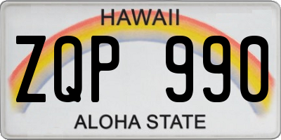 HI license plate ZQP990
