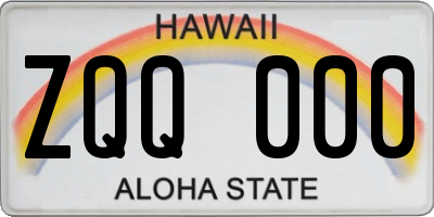 HI license plate ZQQ000