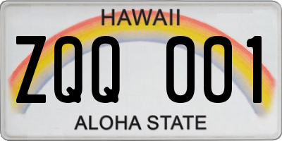 HI license plate ZQQ001