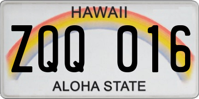 HI license plate ZQQ016