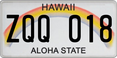 HI license plate ZQQ018