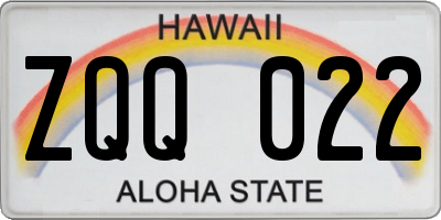 HI license plate ZQQ022