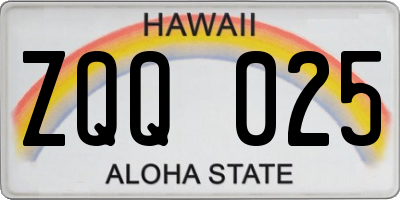 HI license plate ZQQ025