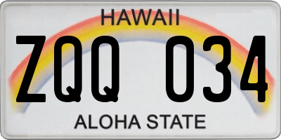 HI license plate ZQQ034