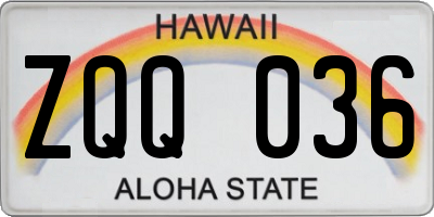 HI license plate ZQQ036