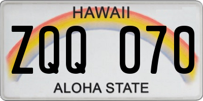 HI license plate ZQQ070