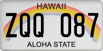 HI license plate ZQQ087