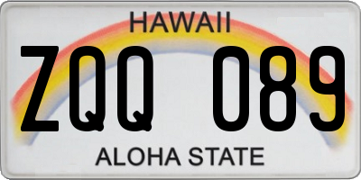 HI license plate ZQQ089