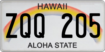 HI license plate ZQQ205