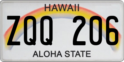 HI license plate ZQQ206