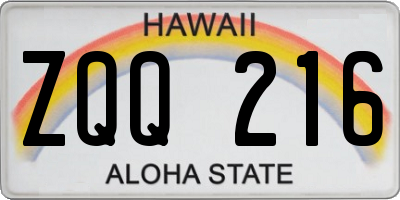 HI license plate ZQQ216