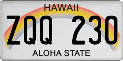 HI license plate ZQQ230