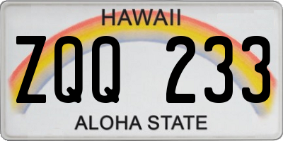 HI license plate ZQQ233