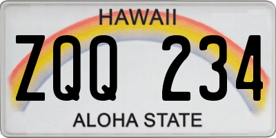HI license plate ZQQ234