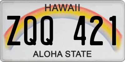 HI license plate ZQQ421