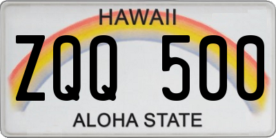 HI license plate ZQQ500
