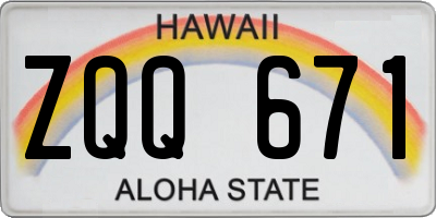 HI license plate ZQQ671
