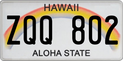 HI license plate ZQQ802