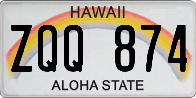 HI license plate ZQQ874