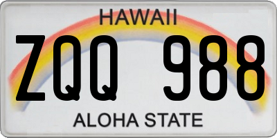 HI license plate ZQQ988