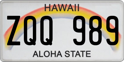 HI license plate ZQQ989