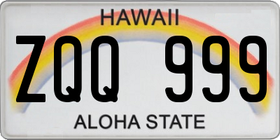 HI license plate ZQQ999