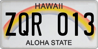 HI license plate ZQR013
