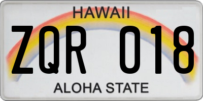 HI license plate ZQR018