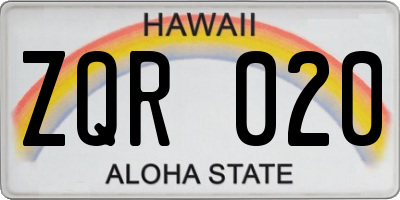 HI license plate ZQR020