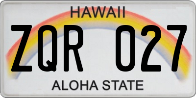 HI license plate ZQR027