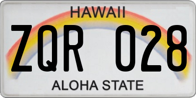 HI license plate ZQR028