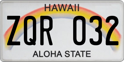 HI license plate ZQR032
