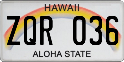 HI license plate ZQR036