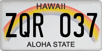 HI license plate ZQR037