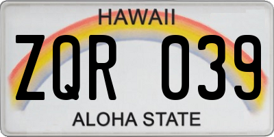 HI license plate ZQR039